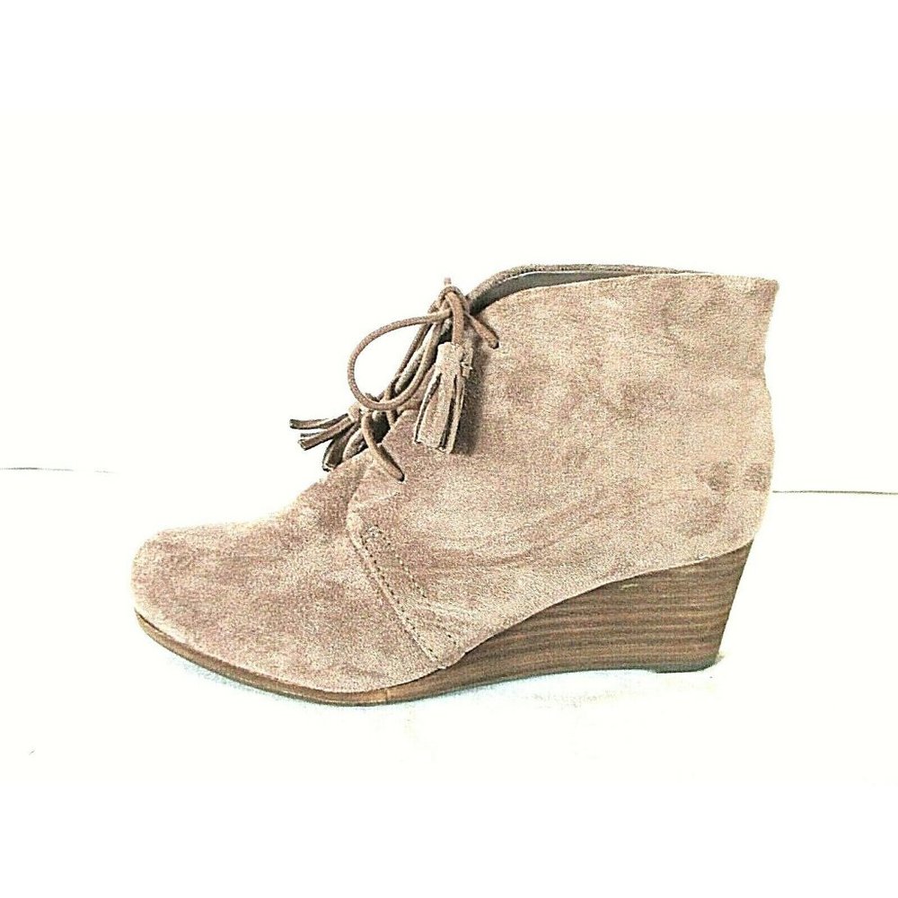 Dr Scholls Brown Faux Suede Lace Up Wedge Heel Ankle Boot Womens 6.5 M (SW24)pm2